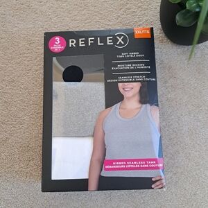 Reflex Set Of 3 Tanks Racer Back Ribbed Seamless Black White Grey Size XXL NEW
